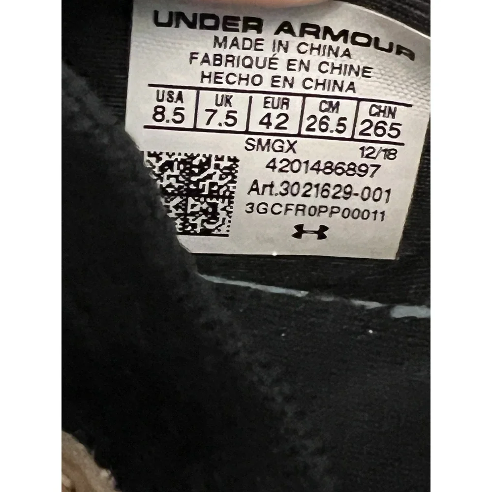 Under Armour‎ Hovr Sneakers Mens Size 8.5 Black Tan Textile Upper EU 42 2018